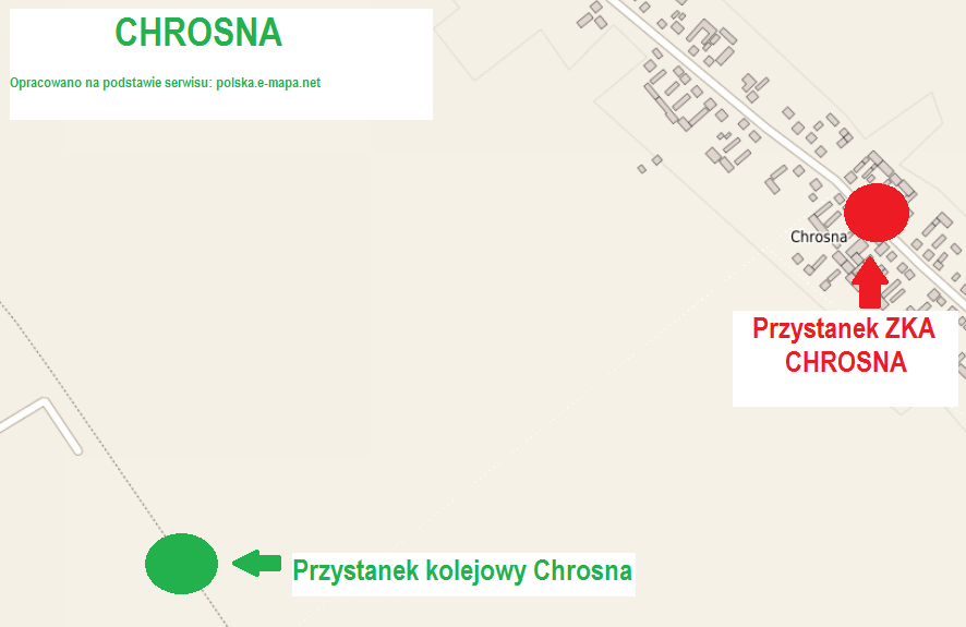 Lokalizacja przystanków ZKA CHROSNA