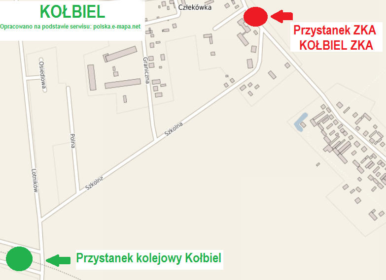 Lokalizacja przystanków ZKA KOŁBIEL