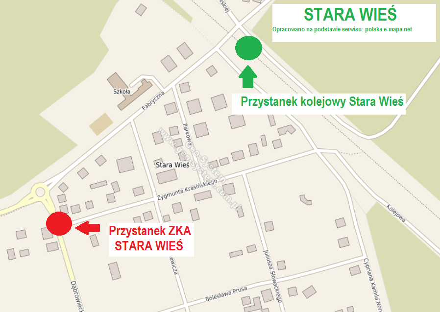 Lokalizacja przystanków ZKA STARA WIEŚ