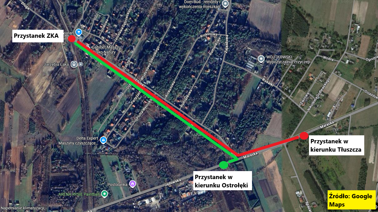 MAPA przystanku Jarzębia Łąka 