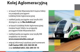 Plakat współpraca Kolei Mazowieckich i Łódzkiej Kolei Aglomeracyjnej