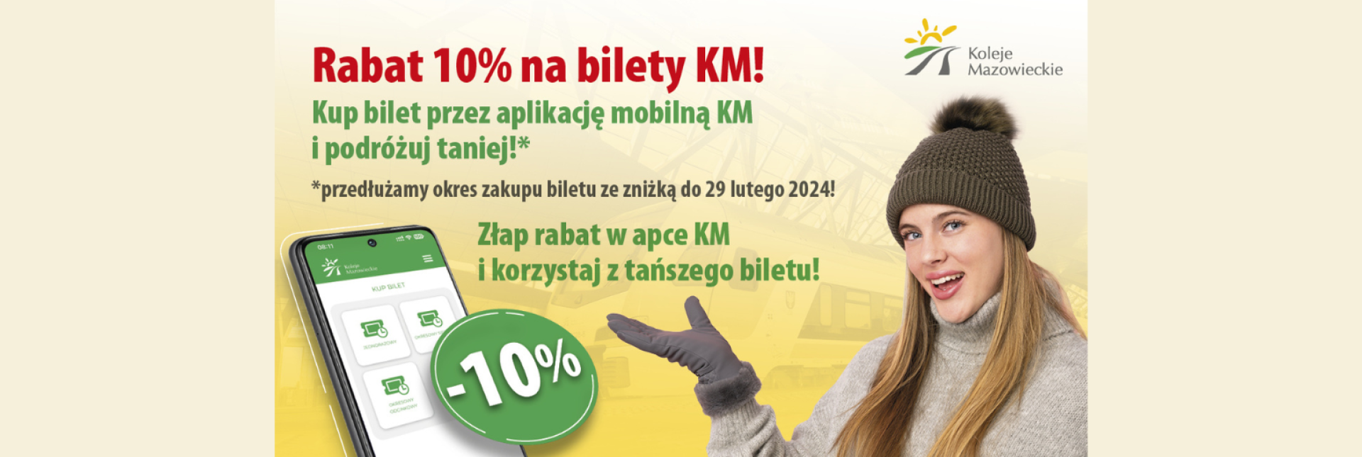 Grafika promująca aplikację mobilną KM